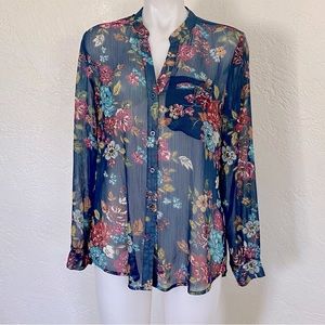 3/$25 KUT Semi Sheer Romantic Floral Blouse M